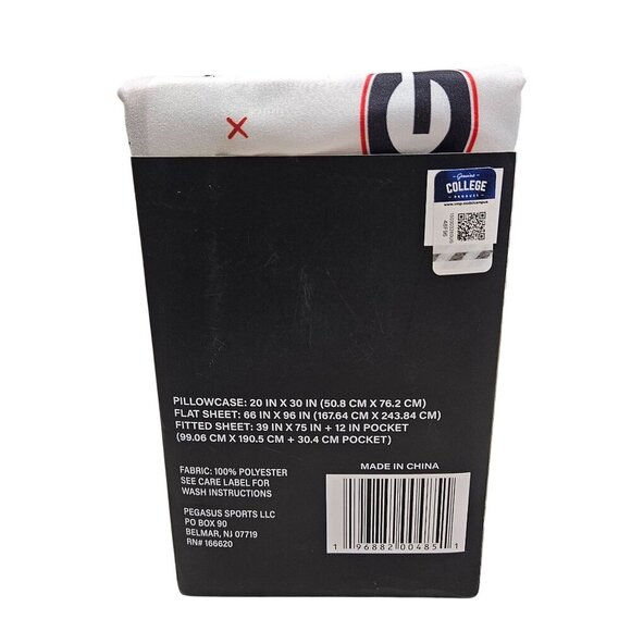 Georgia Bulldogs NIB 3 Piece Twin Sheet Set‎ 1 Pillowcase 1 Fitted1 Flat Sheet - Picture 3 of 7